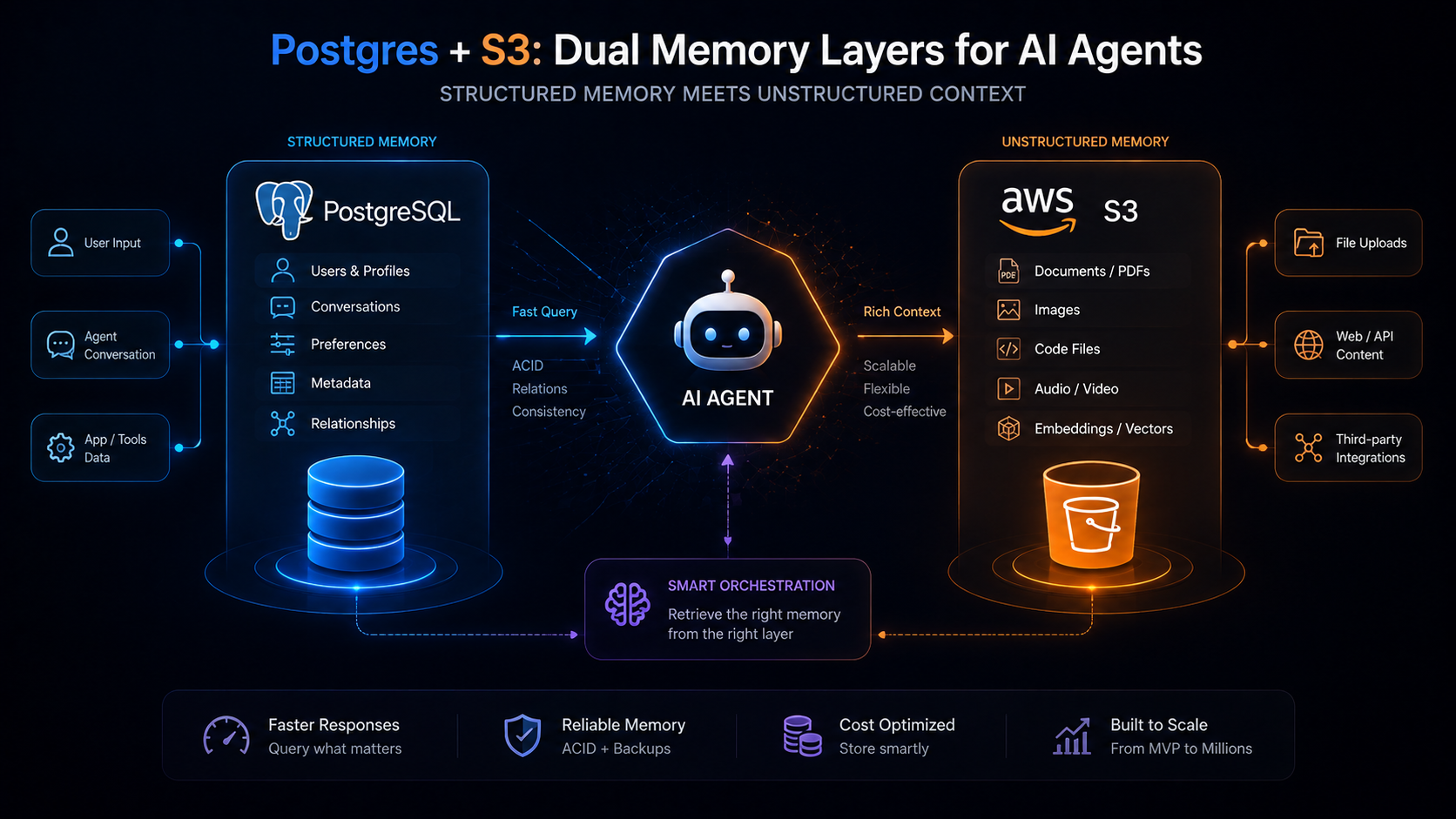 Postgres and S3 Memory Layers for AI Agents