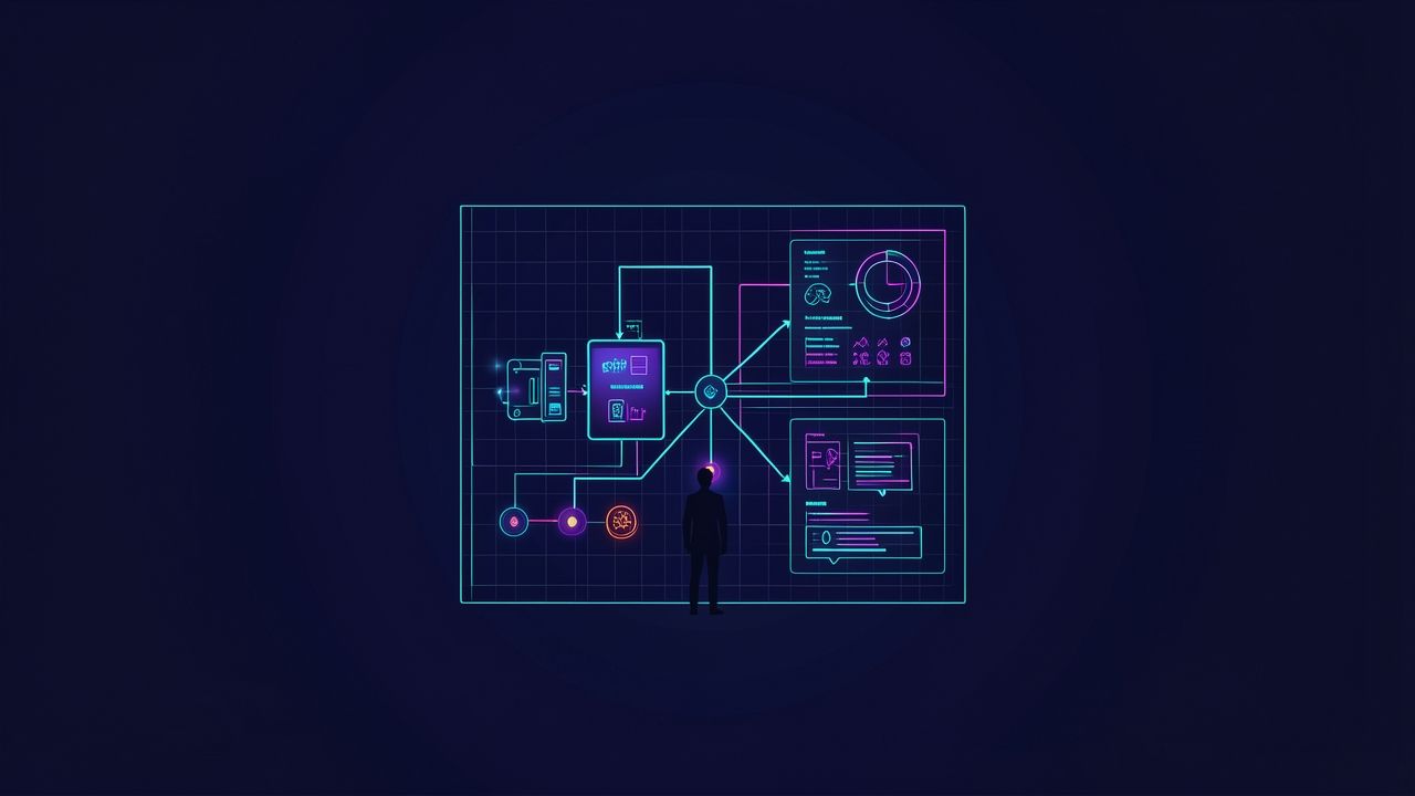 Modern AI agent orchestration and tool integration dashboard.