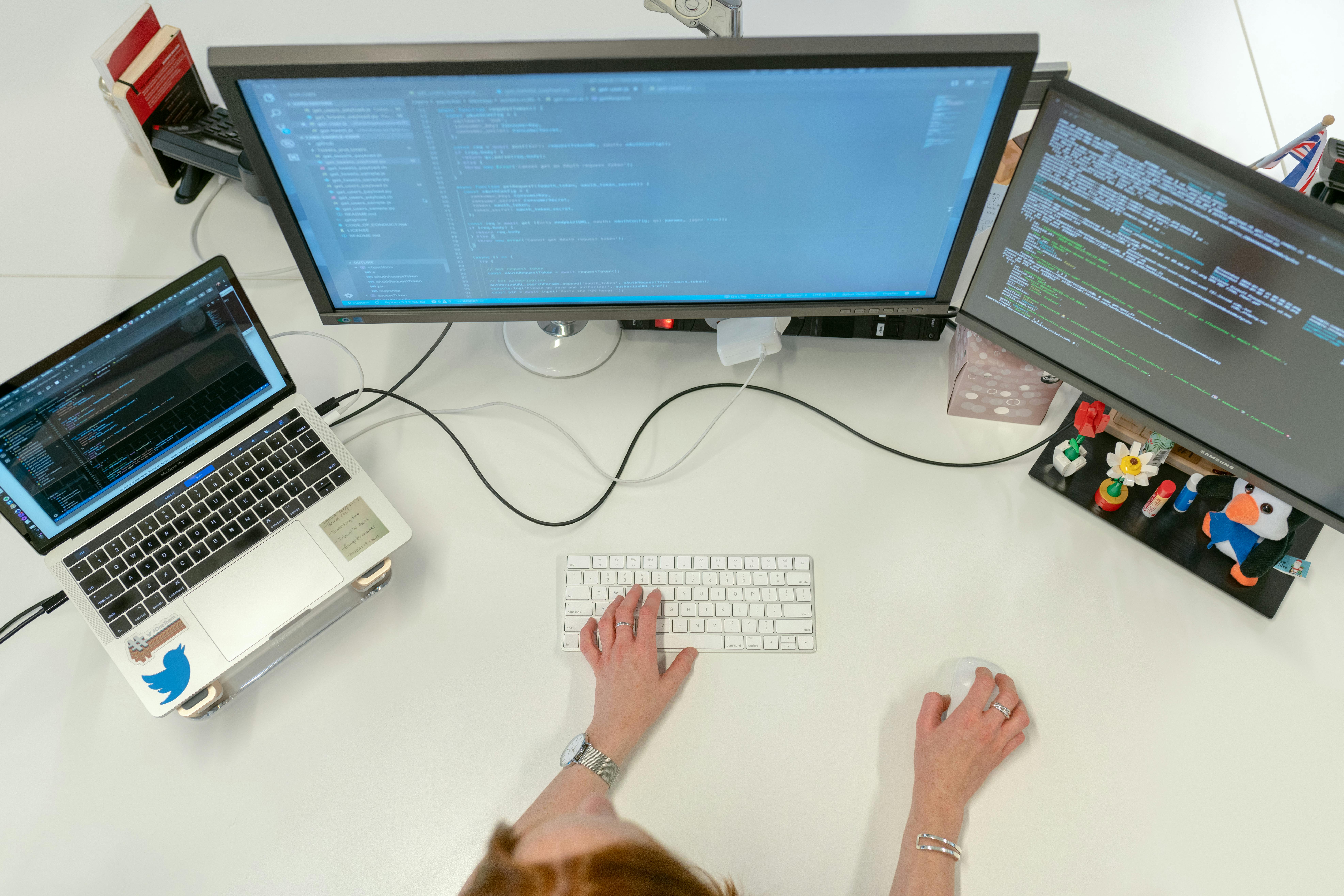 Developer working with AI coding tools in modern tech environment