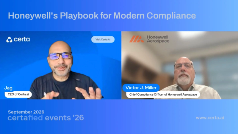 Certa webinar with Honeywell's Vic Miller, Modern Compliance Playbook