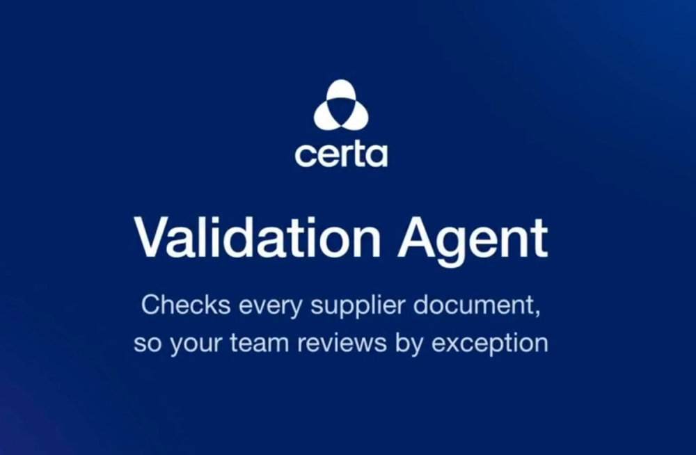 Certa Validation Agent supports bank details, certificates of insurance, tax forms, and CMMC certifications