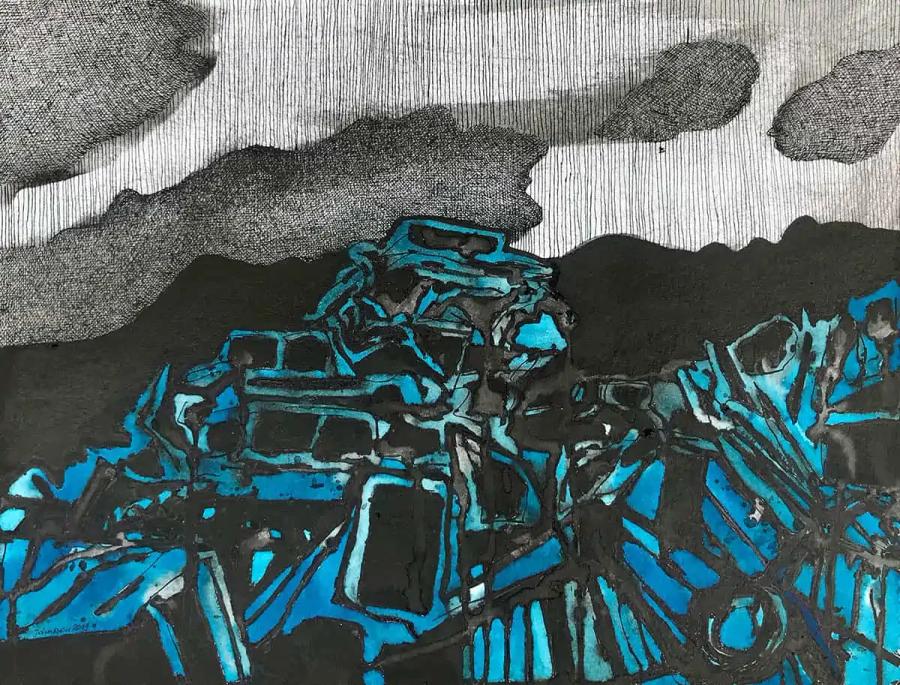 Cloudy Landcape with Debris