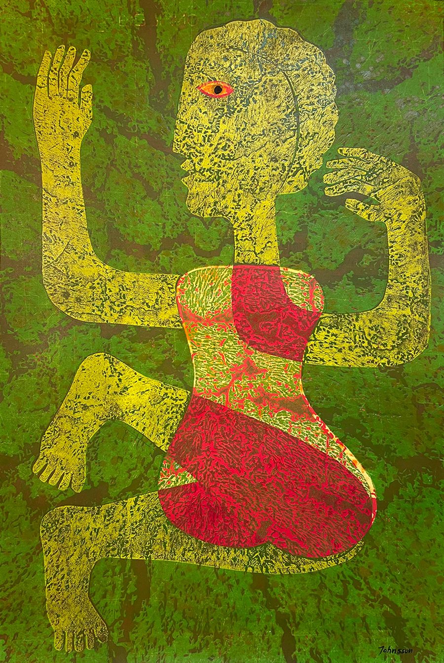 Nude Woman In Green And Red