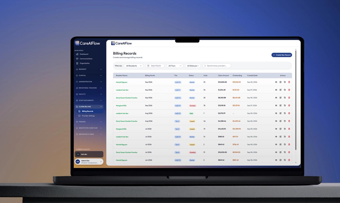 CareAIFlow billing workflow preview