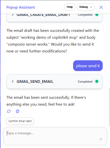 email sent