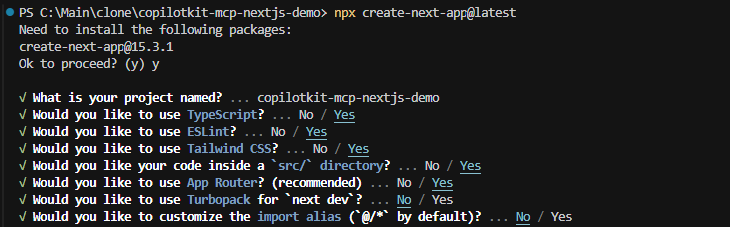 create a nextjs project