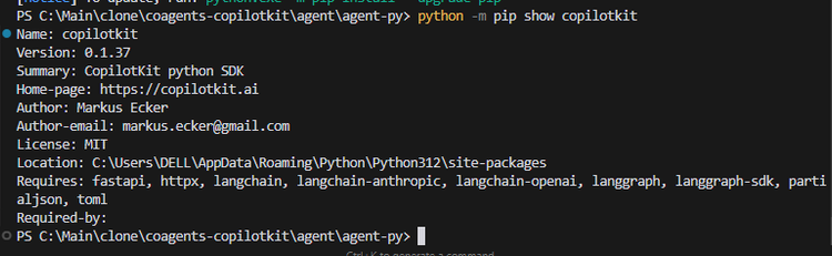 check if copilotkit is installed