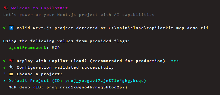 default project
