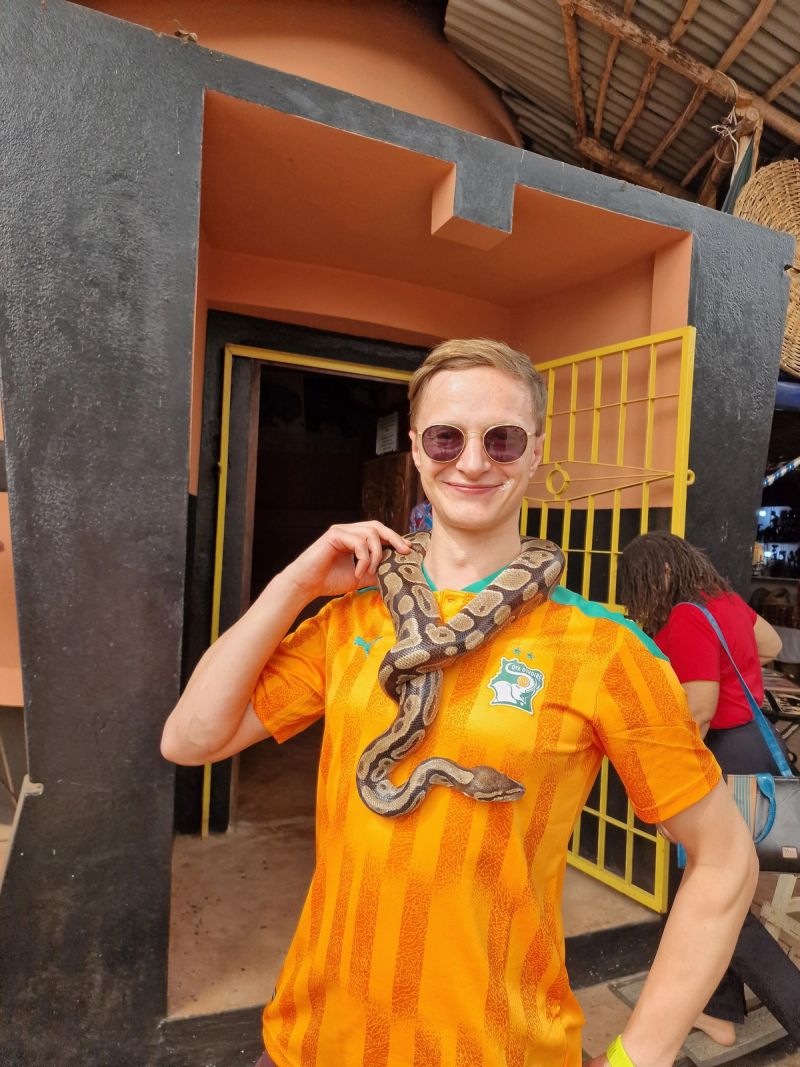 The Temple of Pythons at Ouidah, where the snakes are loose