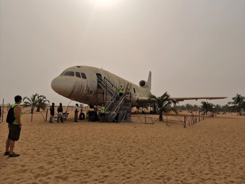 The abandoned airliner parked on the beach in Cotonou