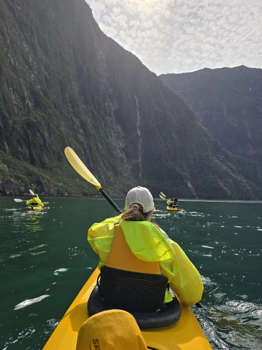 Kayaking into Milford Sound