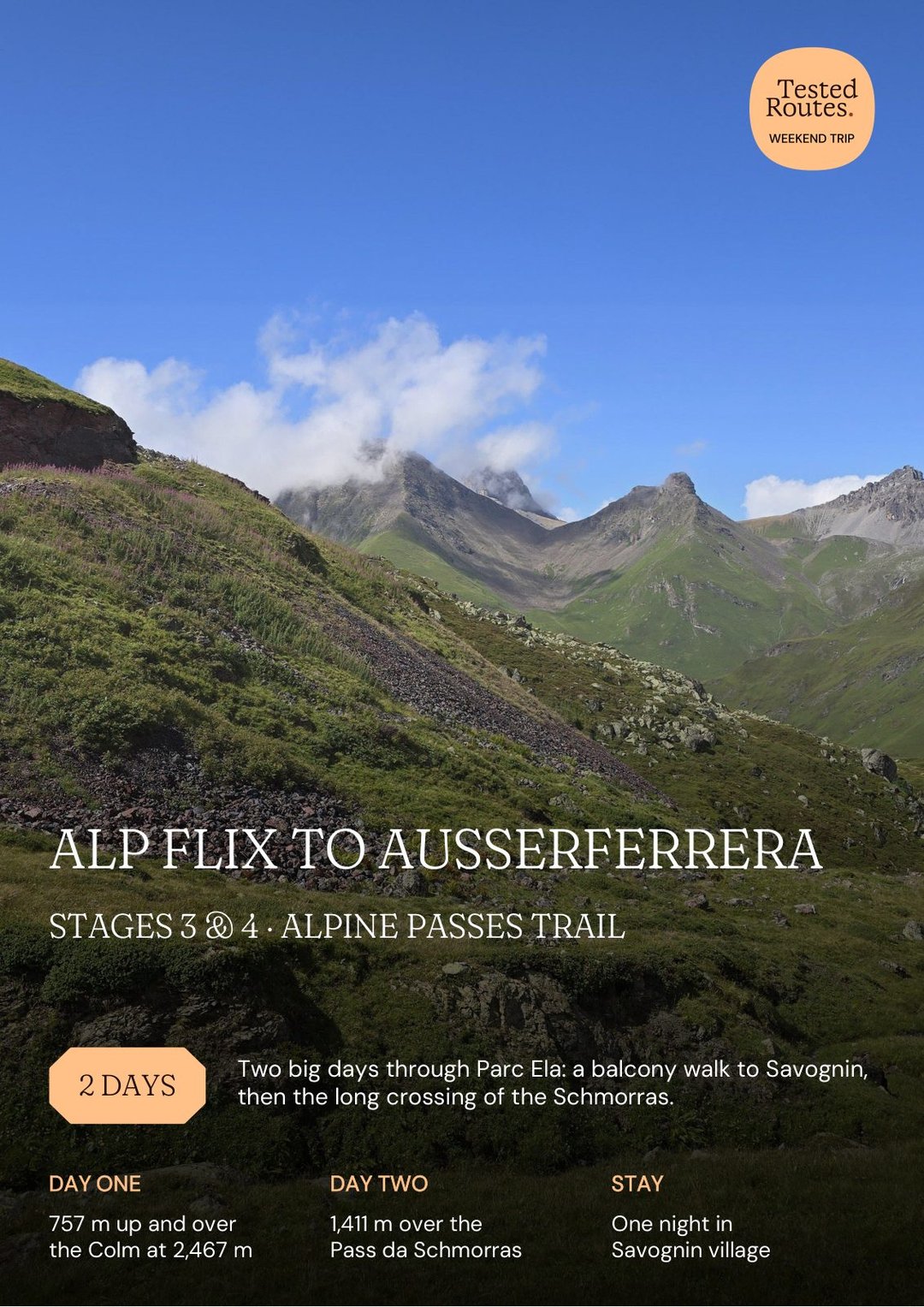 Alp Flix to Ausserferrera: A 2-Day Alpine Passes Trail Hike
