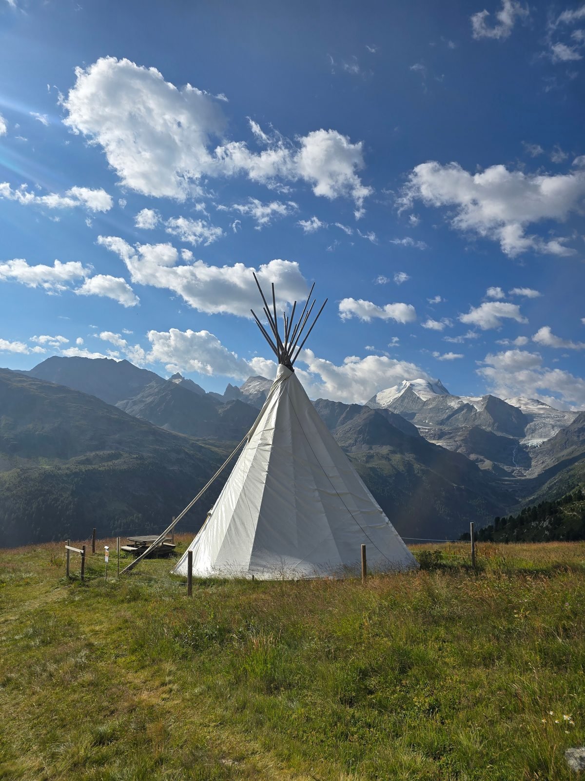 Tipi tents on the alp above Gruben