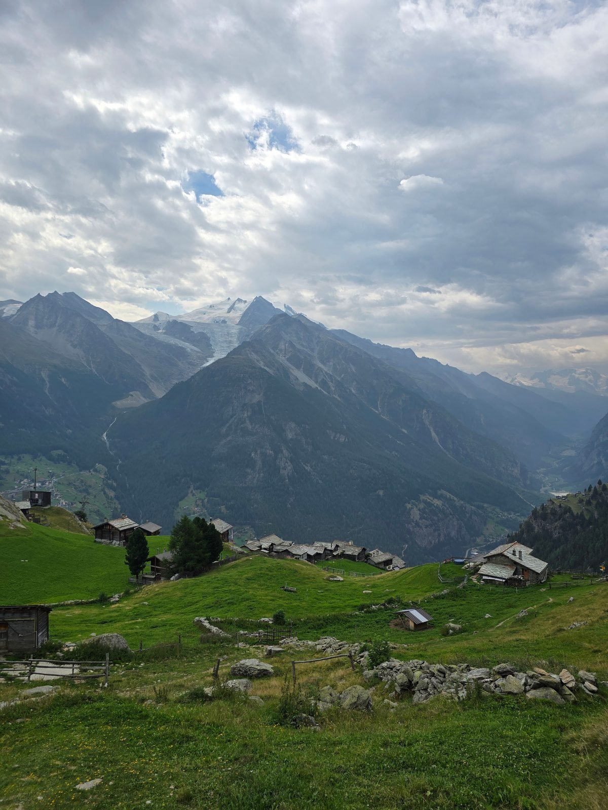 Looking down the valley from the trail above Grächen on Day 2
