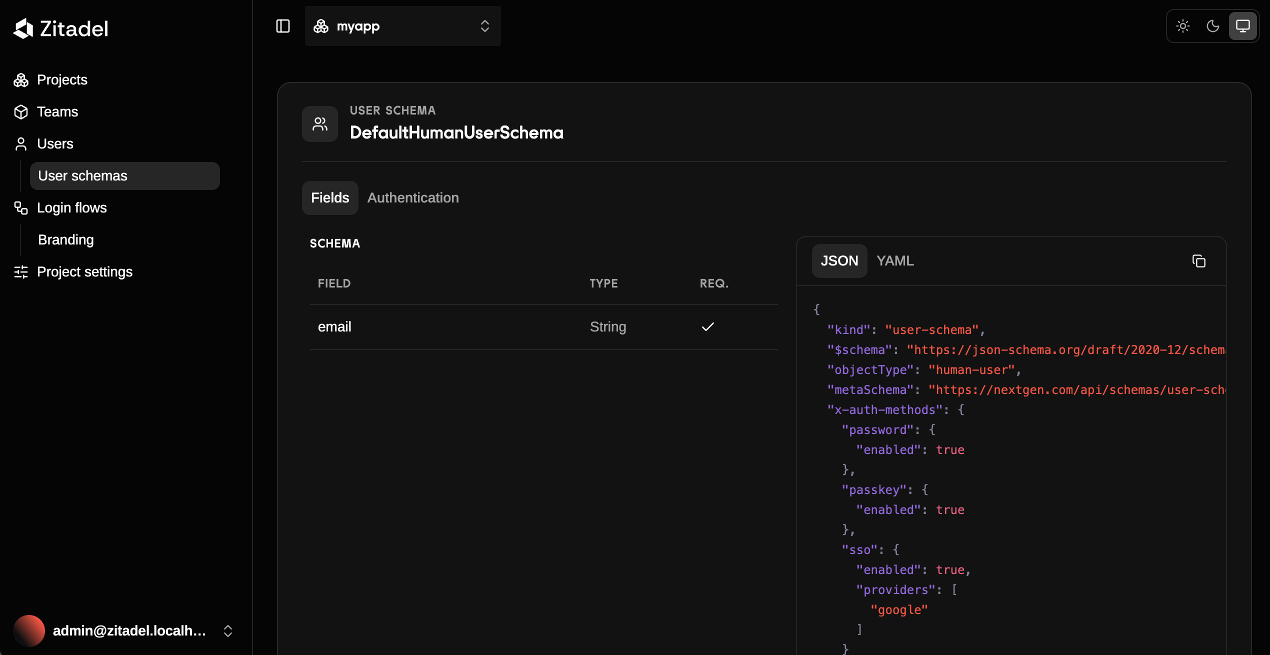 Console User Schema