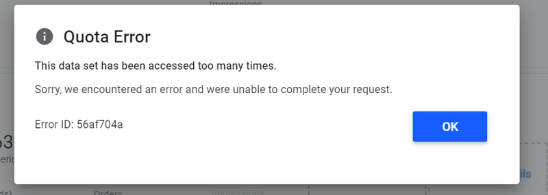 Looker Studio Google Analytics 4 Quota Error