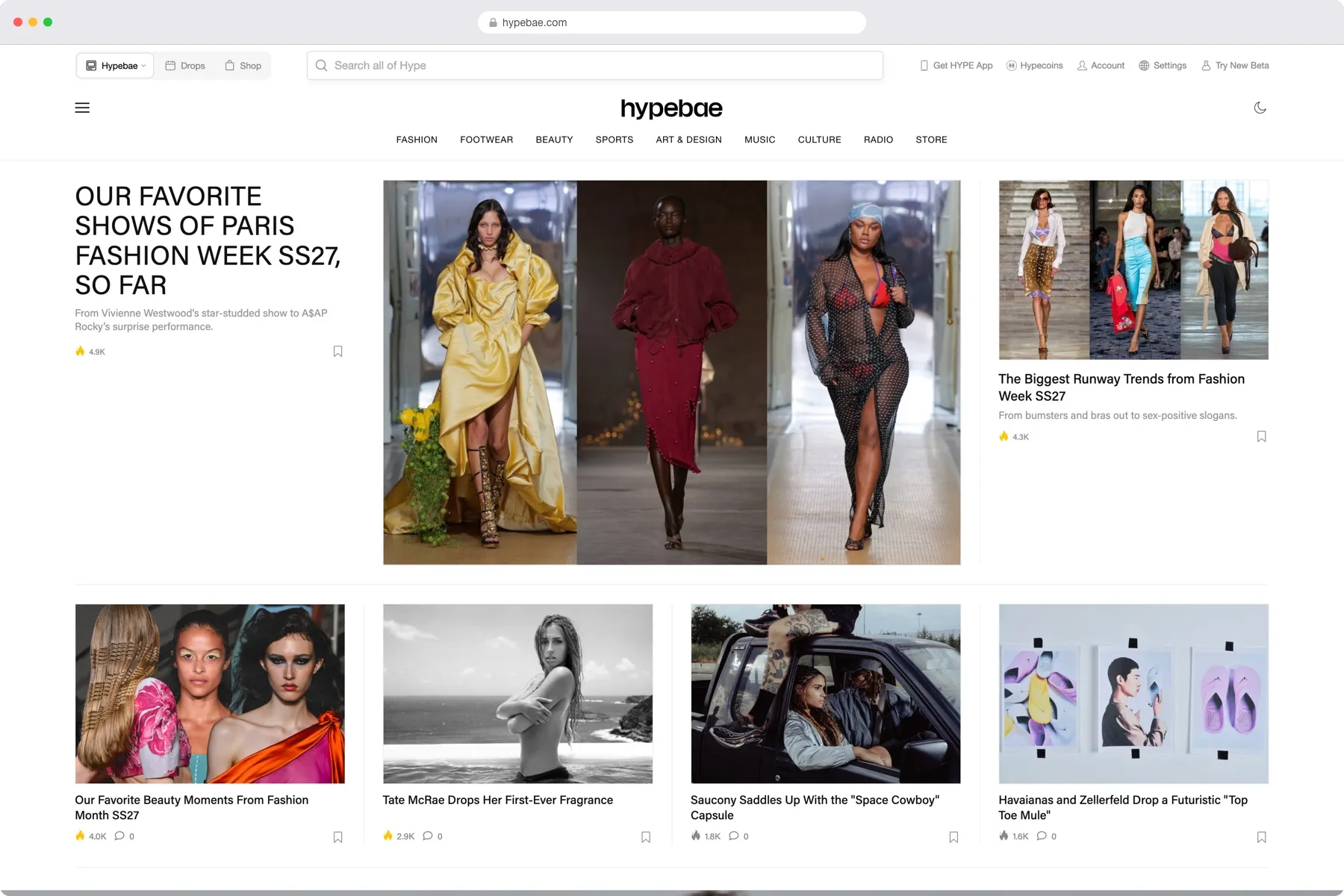 hypebae.com homepage