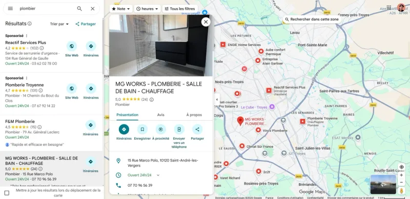 Résultat de recherche Google Maps pour 