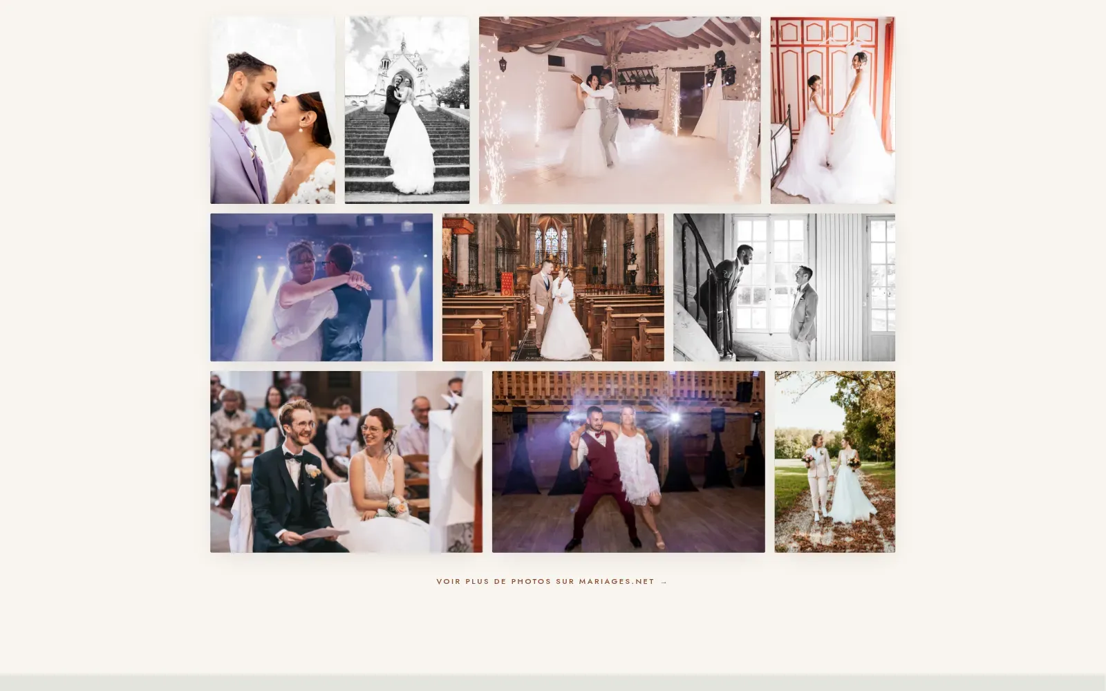 La galerie de la page mariage du site de Noella AS Photographie : une mosaïque de photos de mariages
