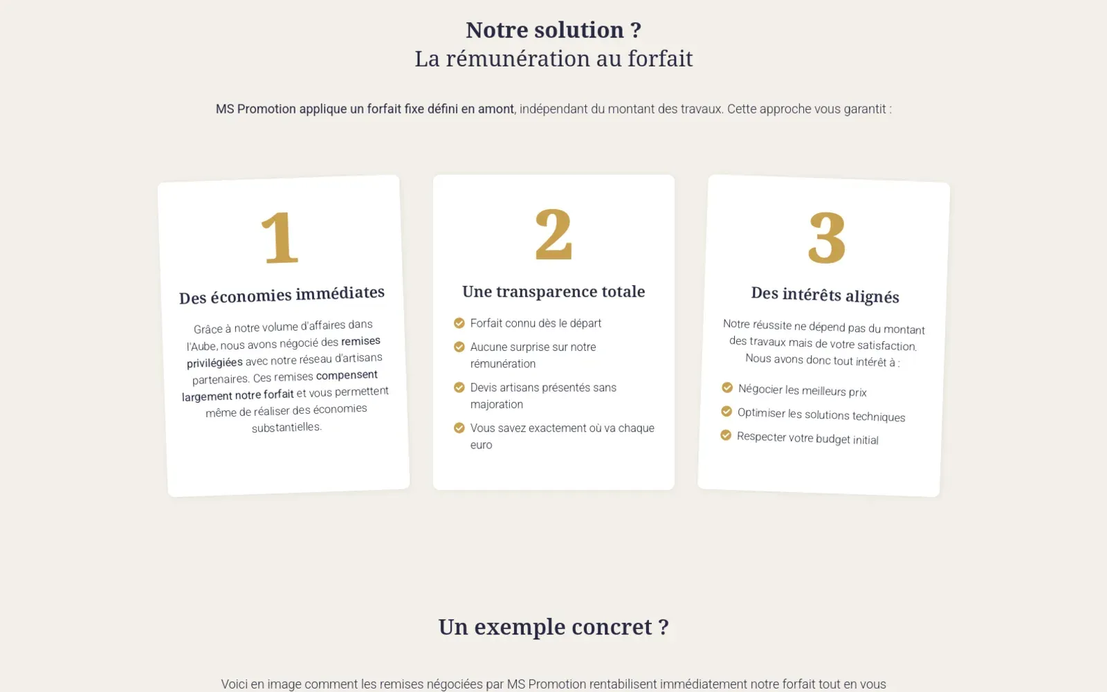 La page « Maître d'œuvre à Troyes et dans l'Aube » du site de MS Promotion