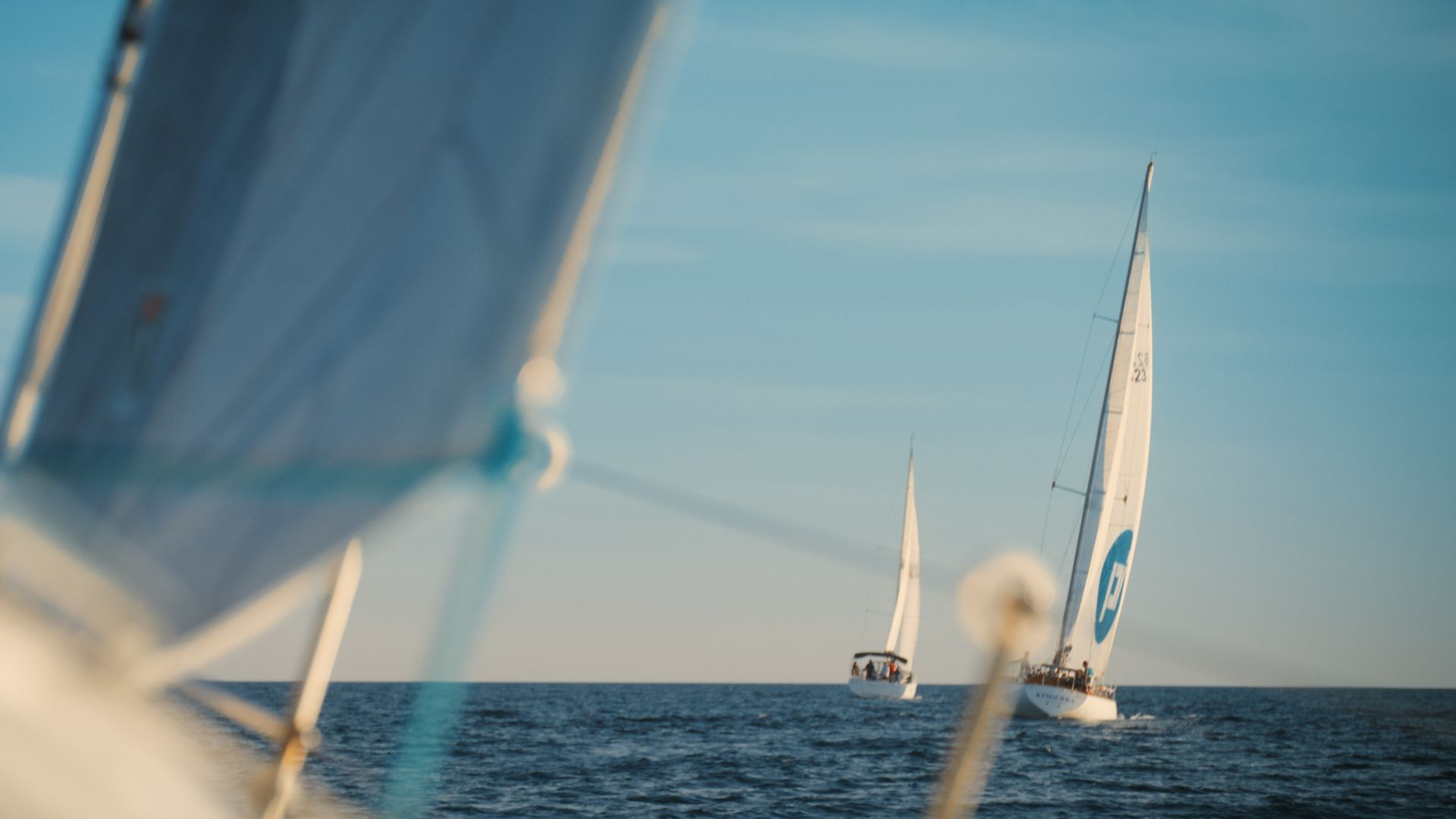 Yachts  sailing in Port Philip Bay.  The International, Brighton developed by Landream & V-Leader | Architecture by Carr | Architectural Film by Veeral Patel