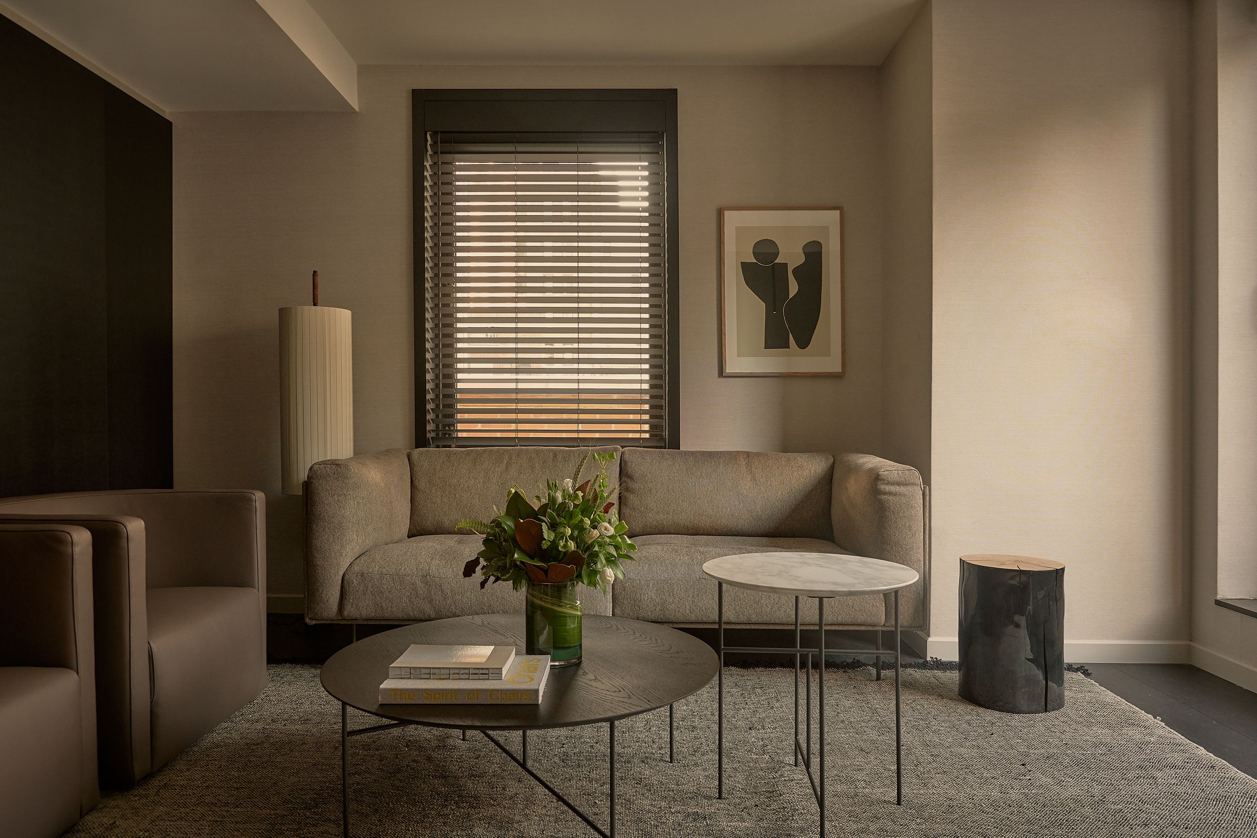 Seating area of the guest room inside AKA Nomad. | AKA Hotel Nomad, New York | Architecture and Interiors by Lissoni Partners | Photography by Veeral Patel