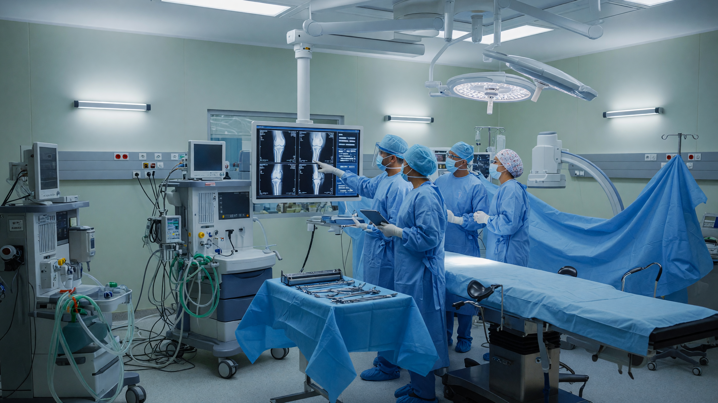 Orthopedic surgeon reviewing an X-ray before bone tumor surgery at Lux Hospitals