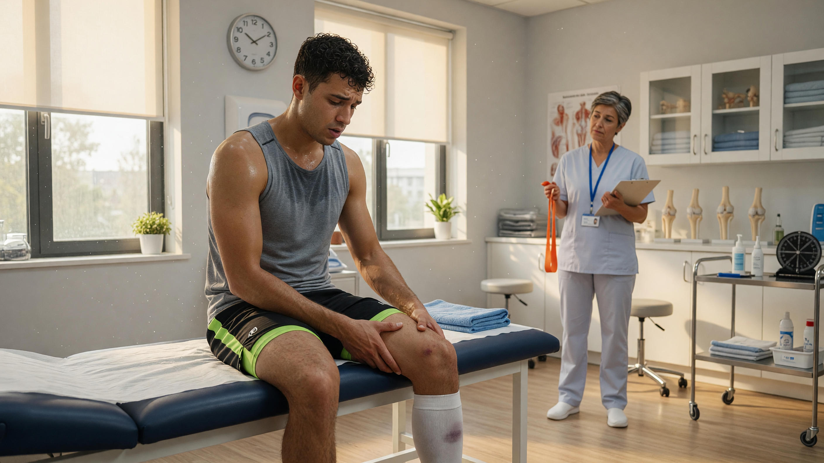Young adult holding a painful knee illustrating common joint pain causes