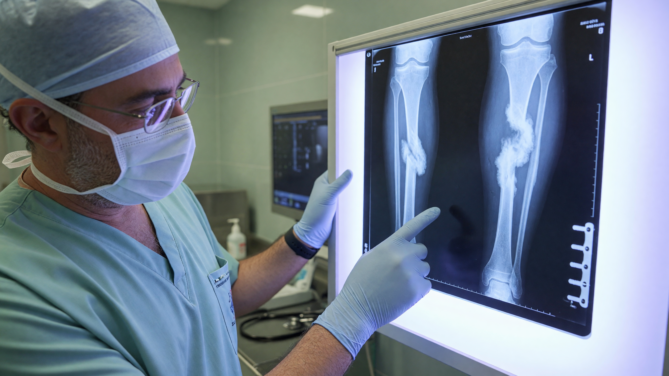 X-ray showing a fracture not healing with signs of nonunion at the bone gap