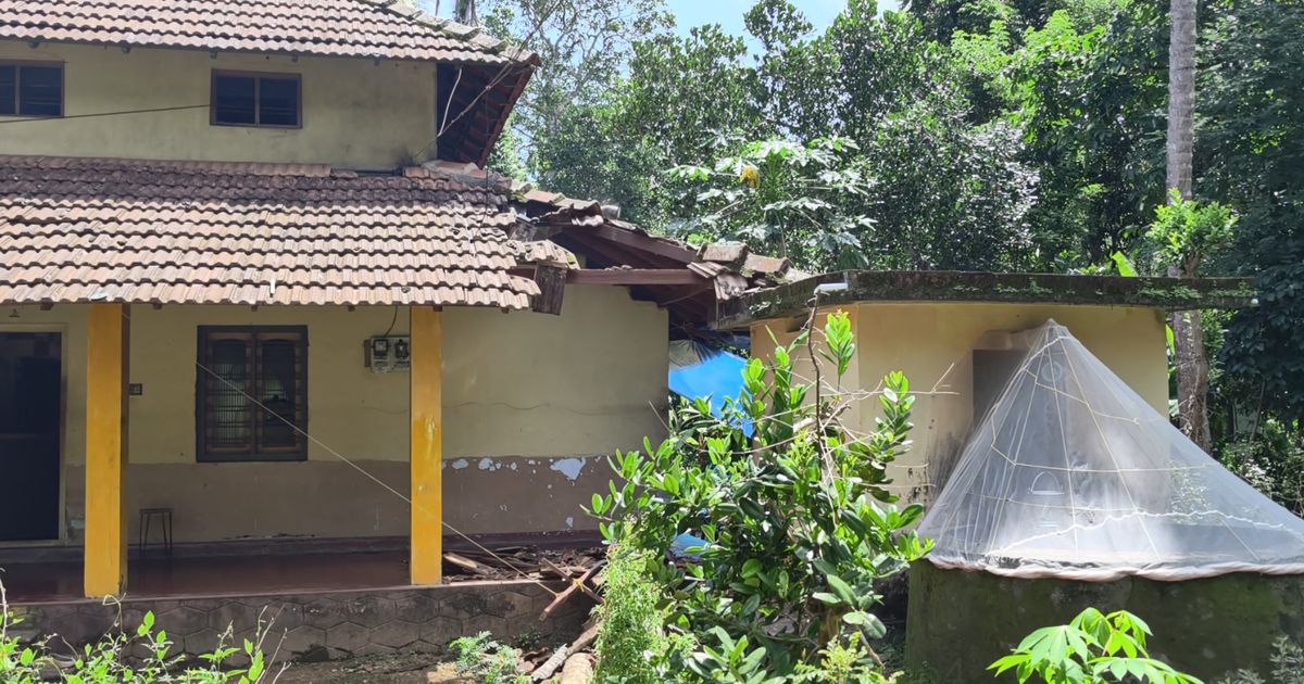 വീടിനു മുകളിൽ തെങ്ങ് വീണ് വീടിന് കേടുപാട് സംഭവിച്ചു