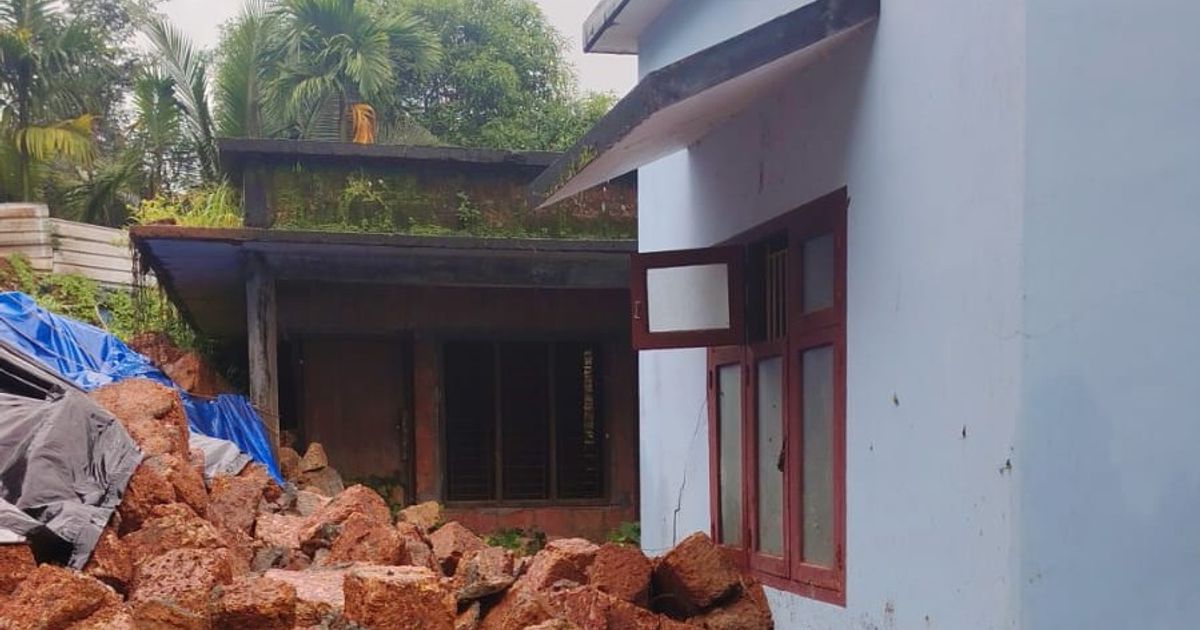 കനത്ത മഴയിൽ മതിലിടിഞ്ഞ് വീടിനും വാഹനത്തിനും കേടുപാട്
