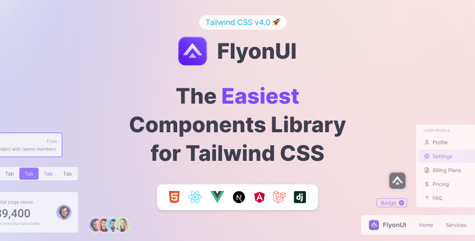 image of FlyonUI- Tailwind CSS UI library