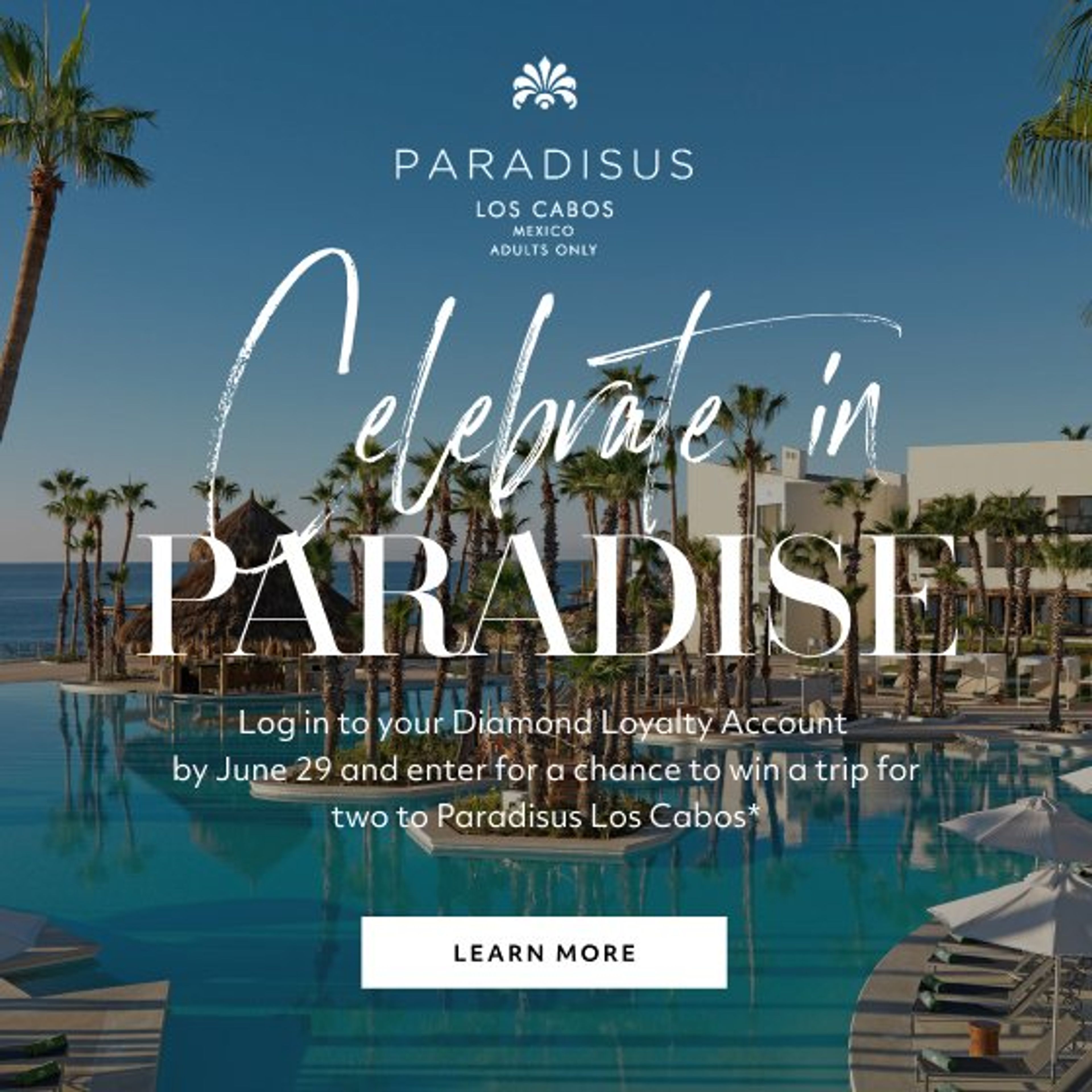 Paradisus Los Cabos sweepstakes creative from David's retail media network