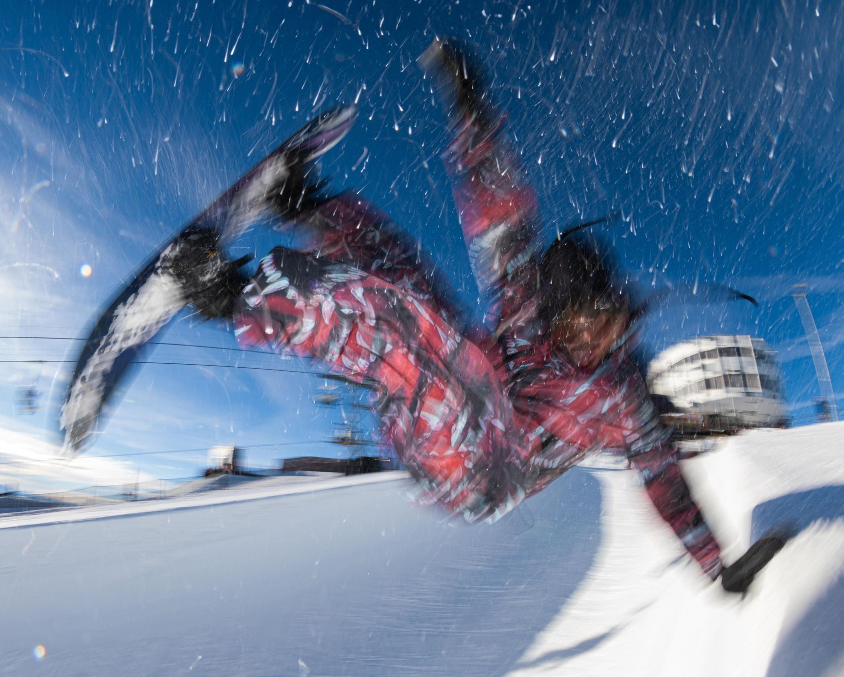 Snowboarder in the halfpipe