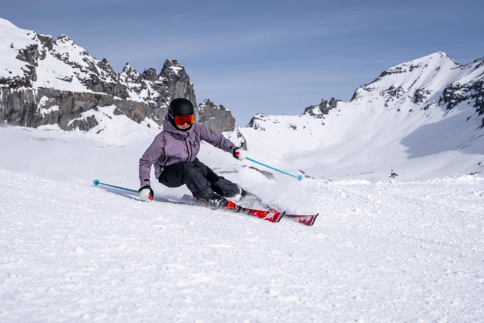 Woman skiing on ski slope