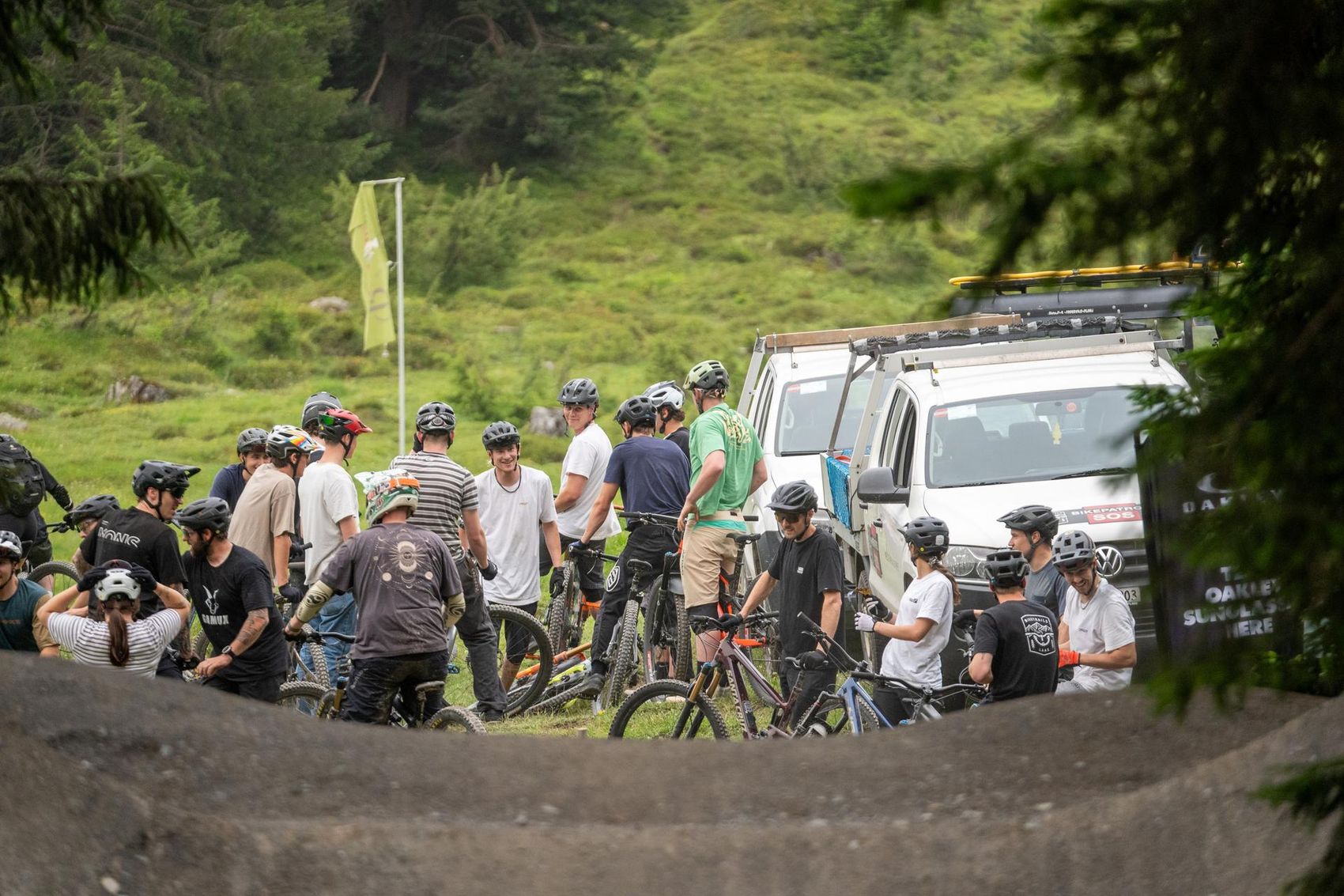 Bike community gathered on the bike track