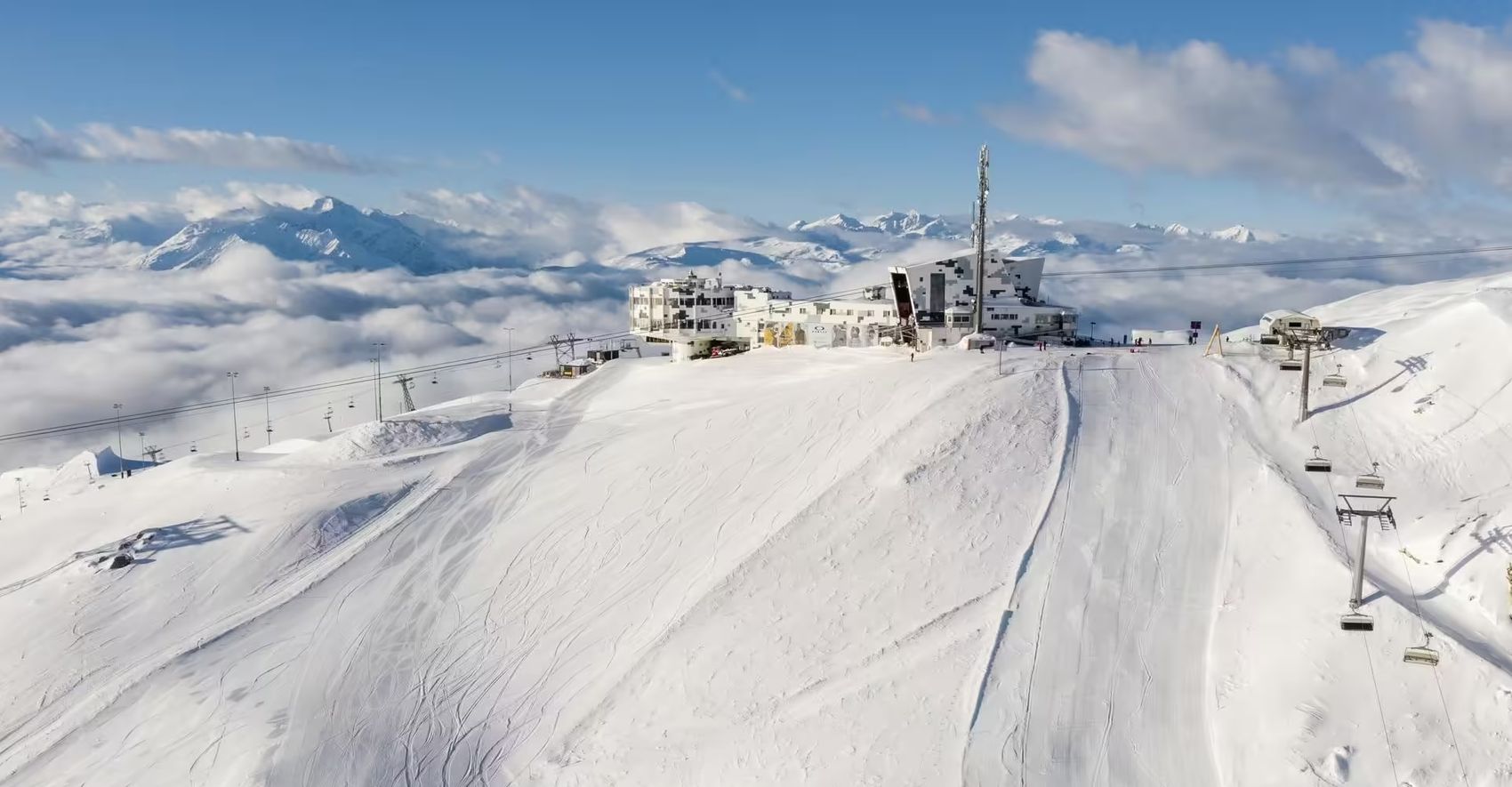 The mountain station of Crap Sogn Gion in winter