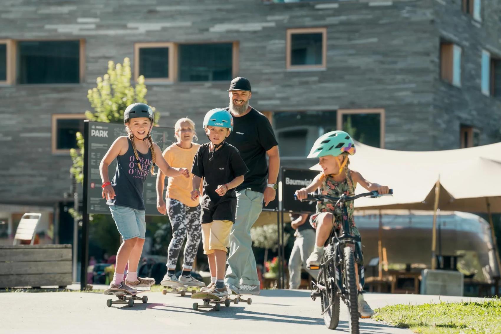 Family on the skateboard