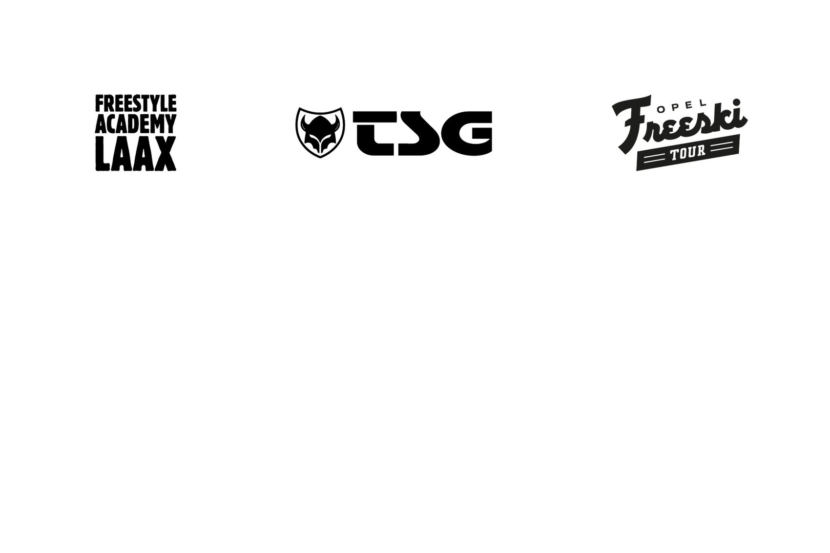 Logos von Freestyl Academy Laax, TSG und Freeski Tour