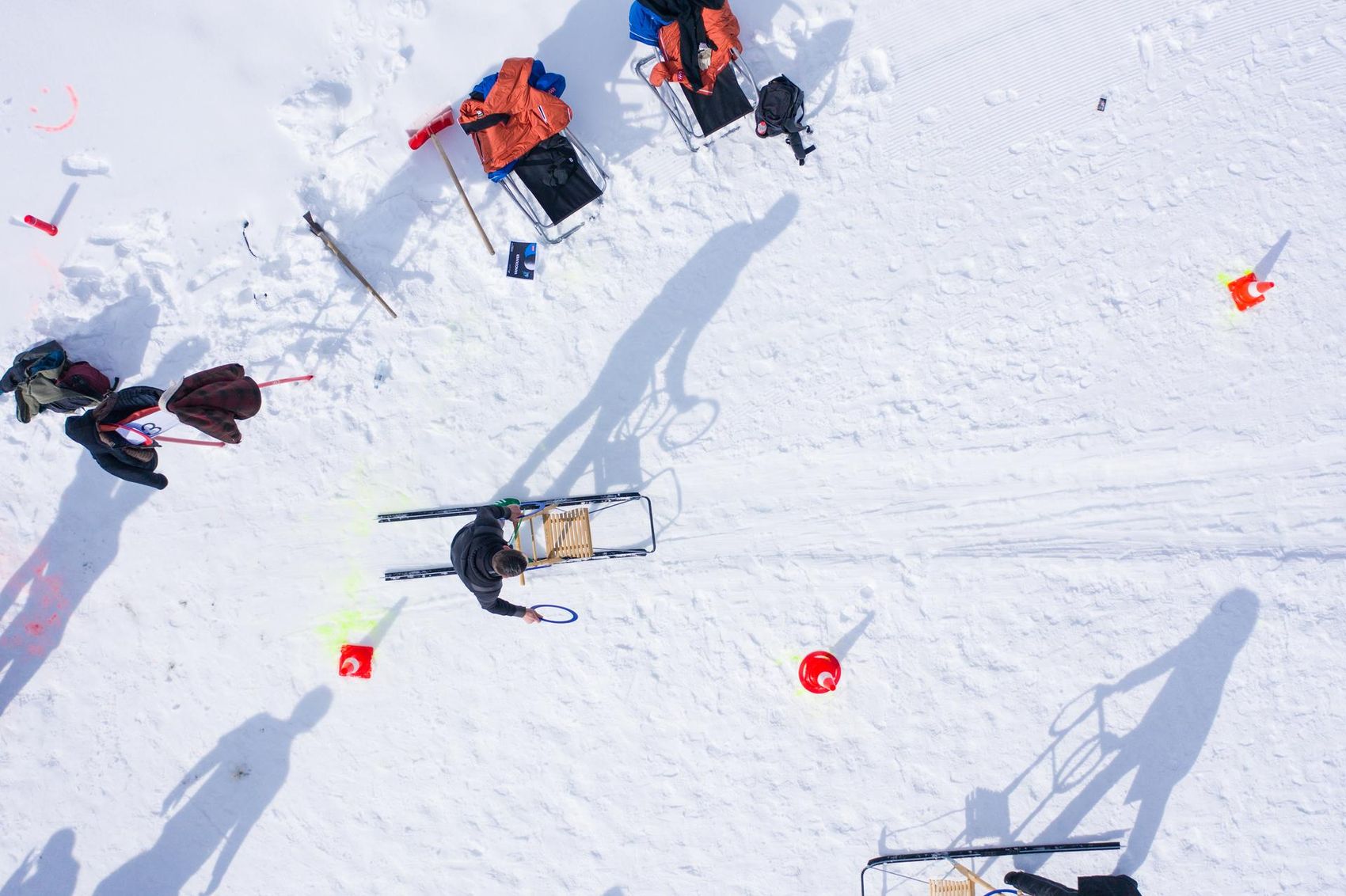 Vogelperspektive Winter Olympiade im Schnee