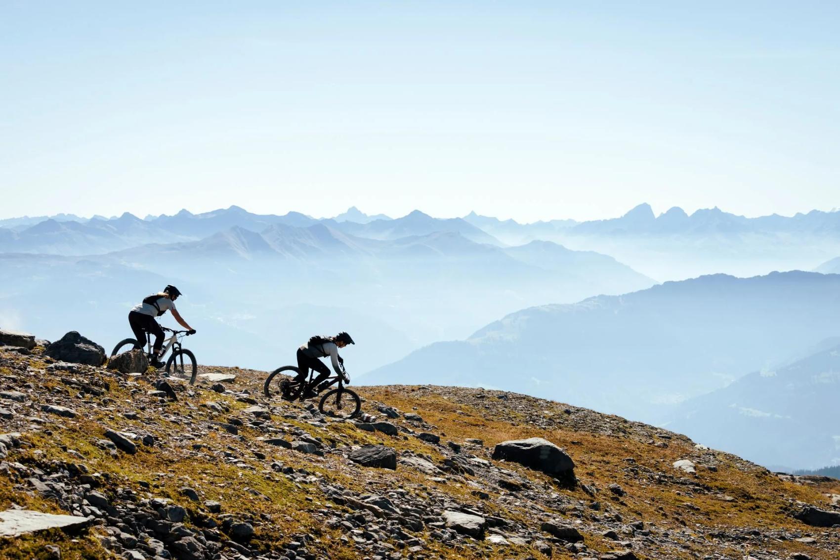 Two female bikers on bike trails