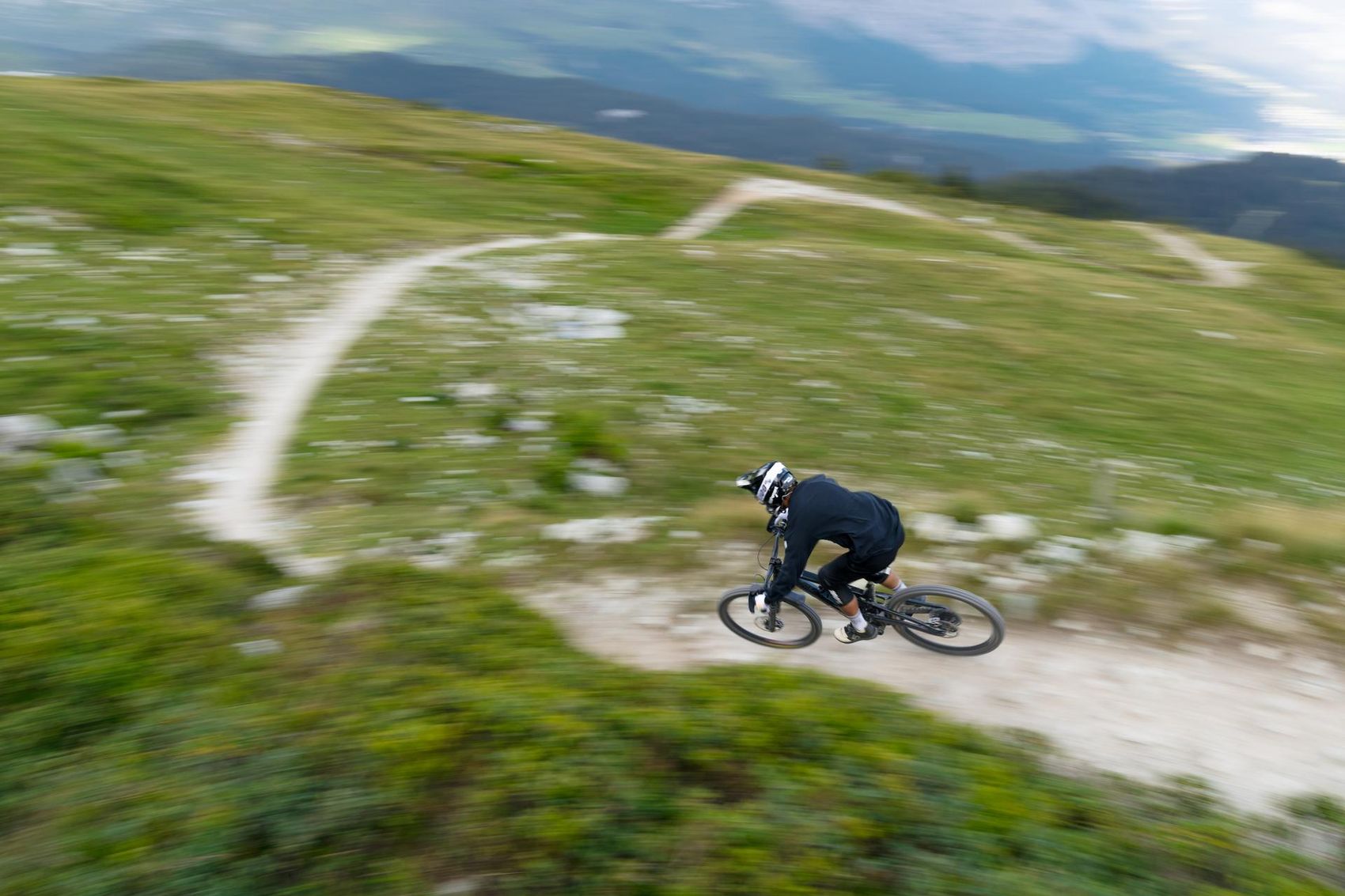 Biker rides on the Never End Trail