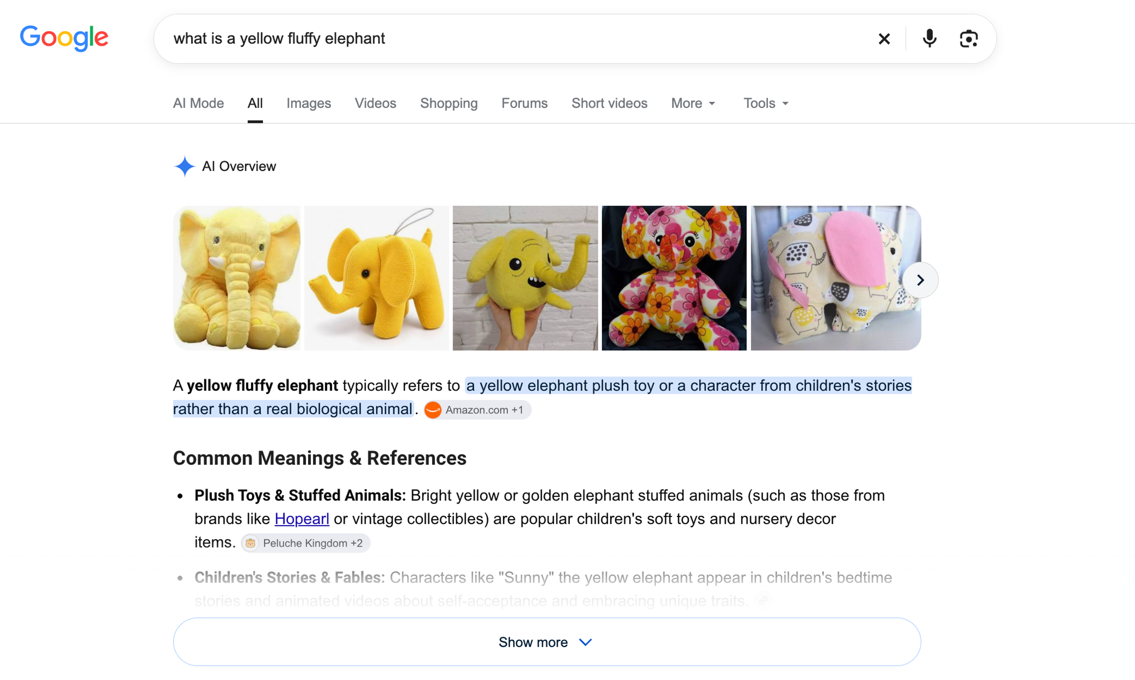 Yellow Fluffly Elephant