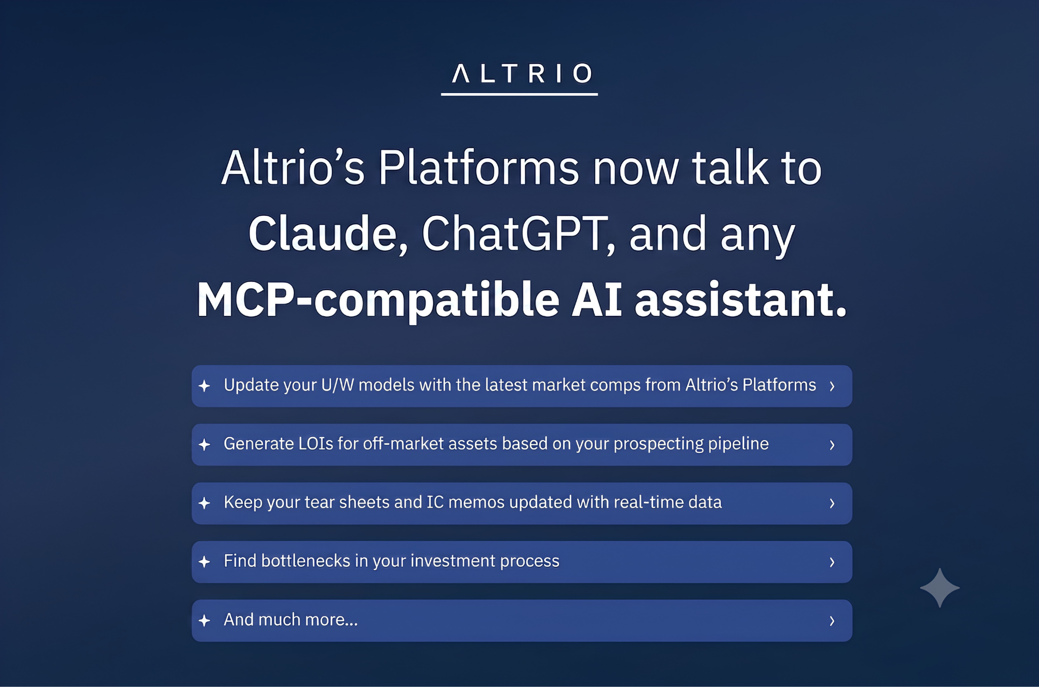 Claude & ChatGPT Now Access Your CRE Deal Data | Altrio | Altrio