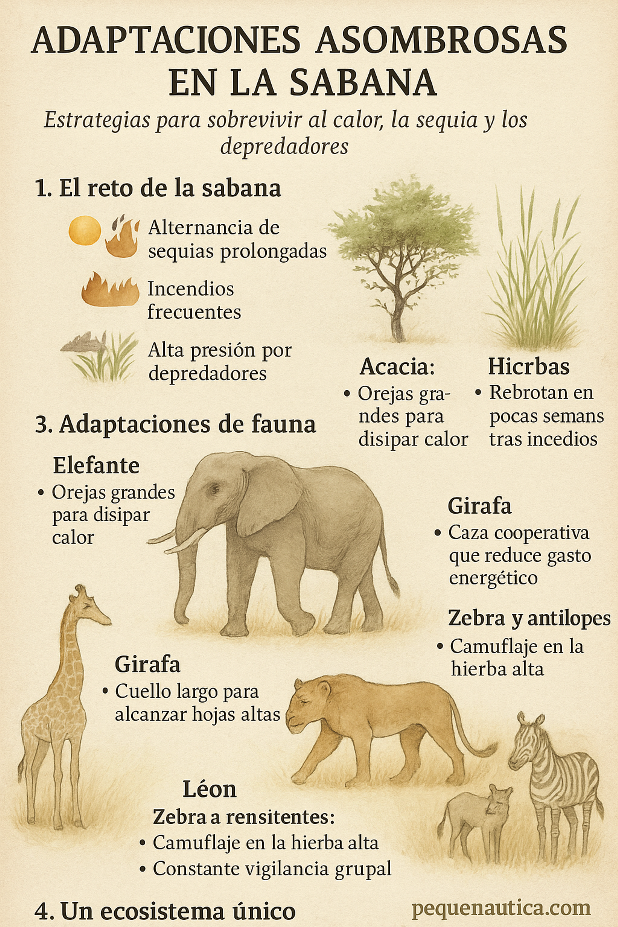 Adaptaciones de sabana infografía