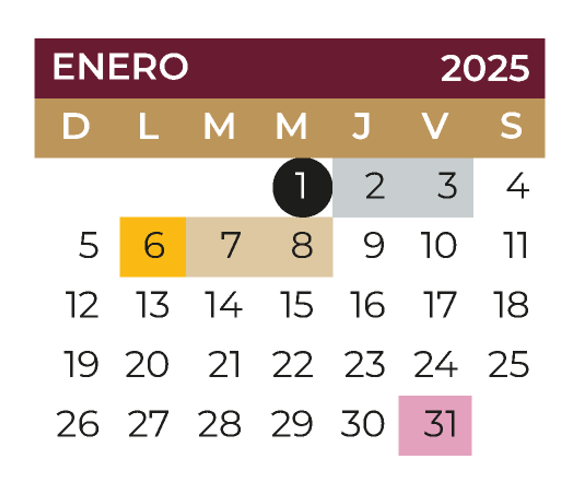 calendario sep enero