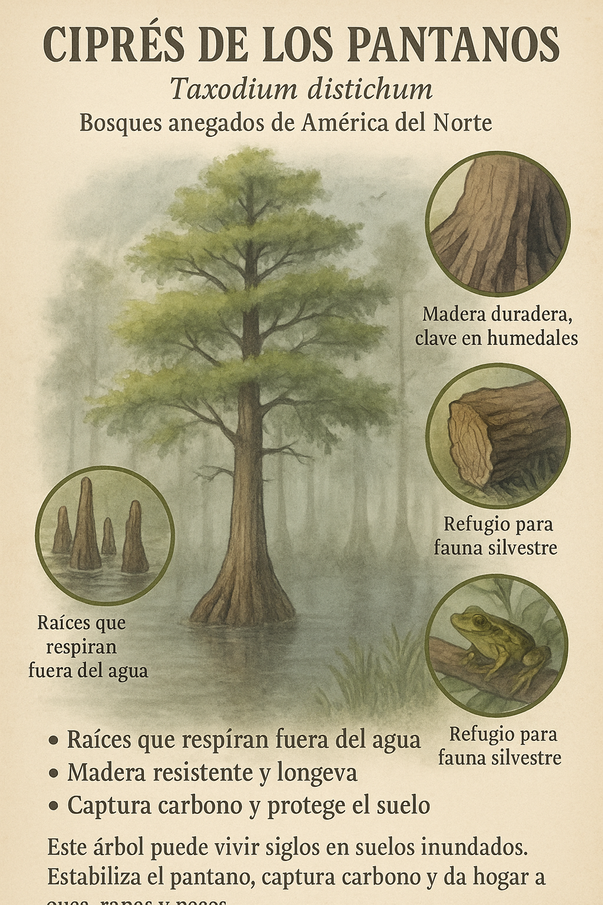 infografía de los ciprés de pantanos