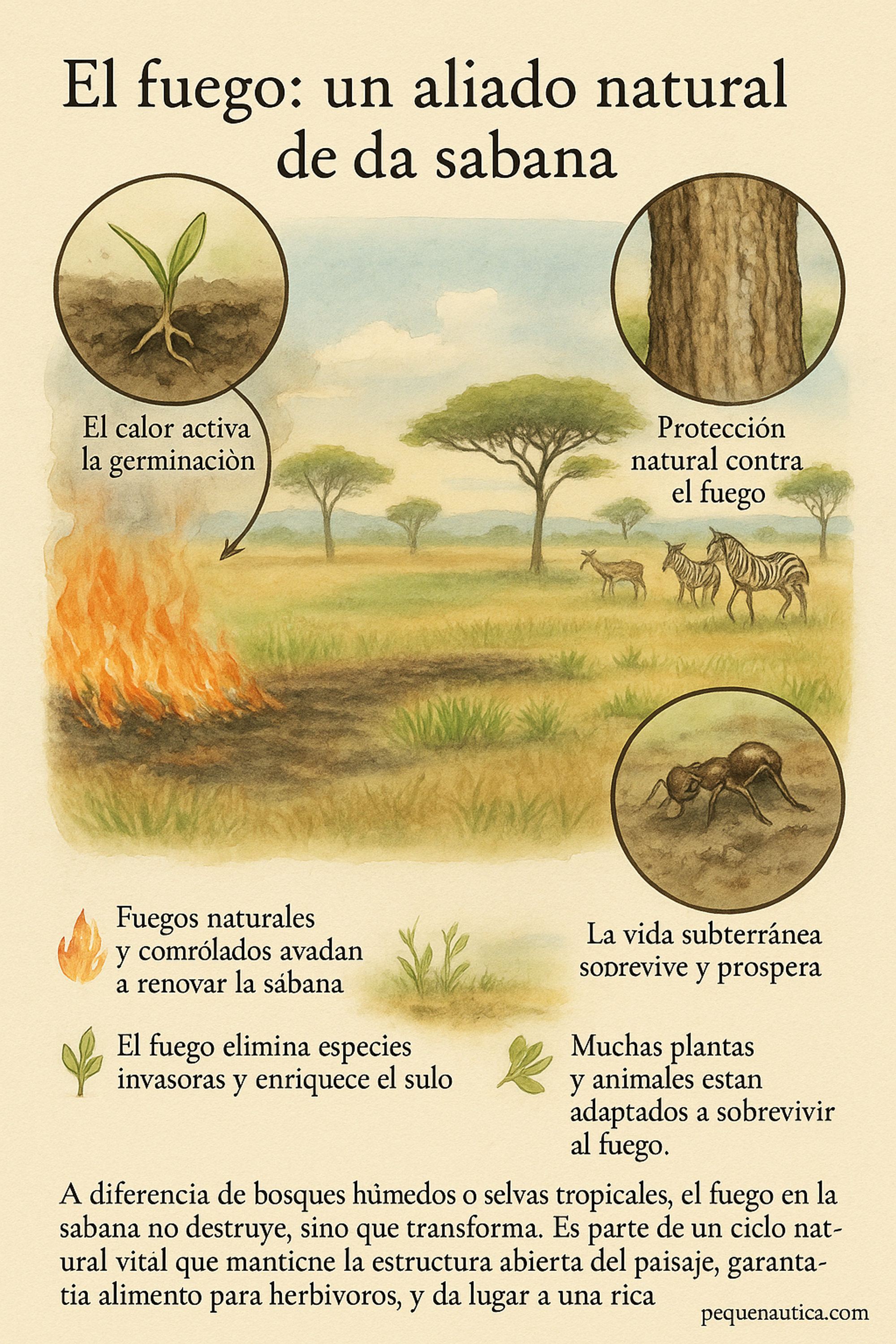 infografía del fuego y la sabana