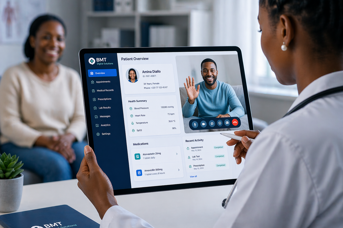 Patient care - Healthcare provider using digital platform with patient