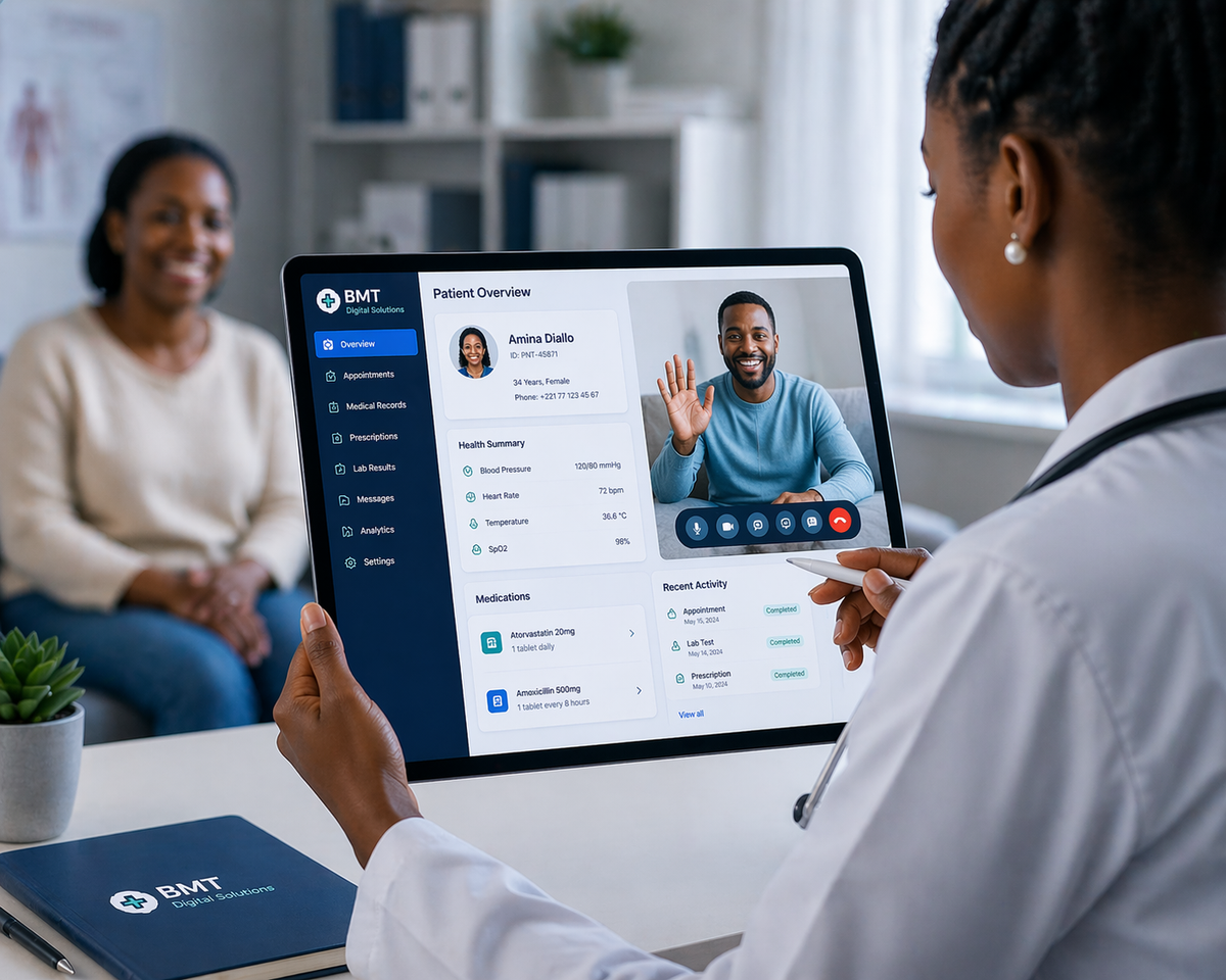 Patient care - Healthcare provider using digital platform with patient